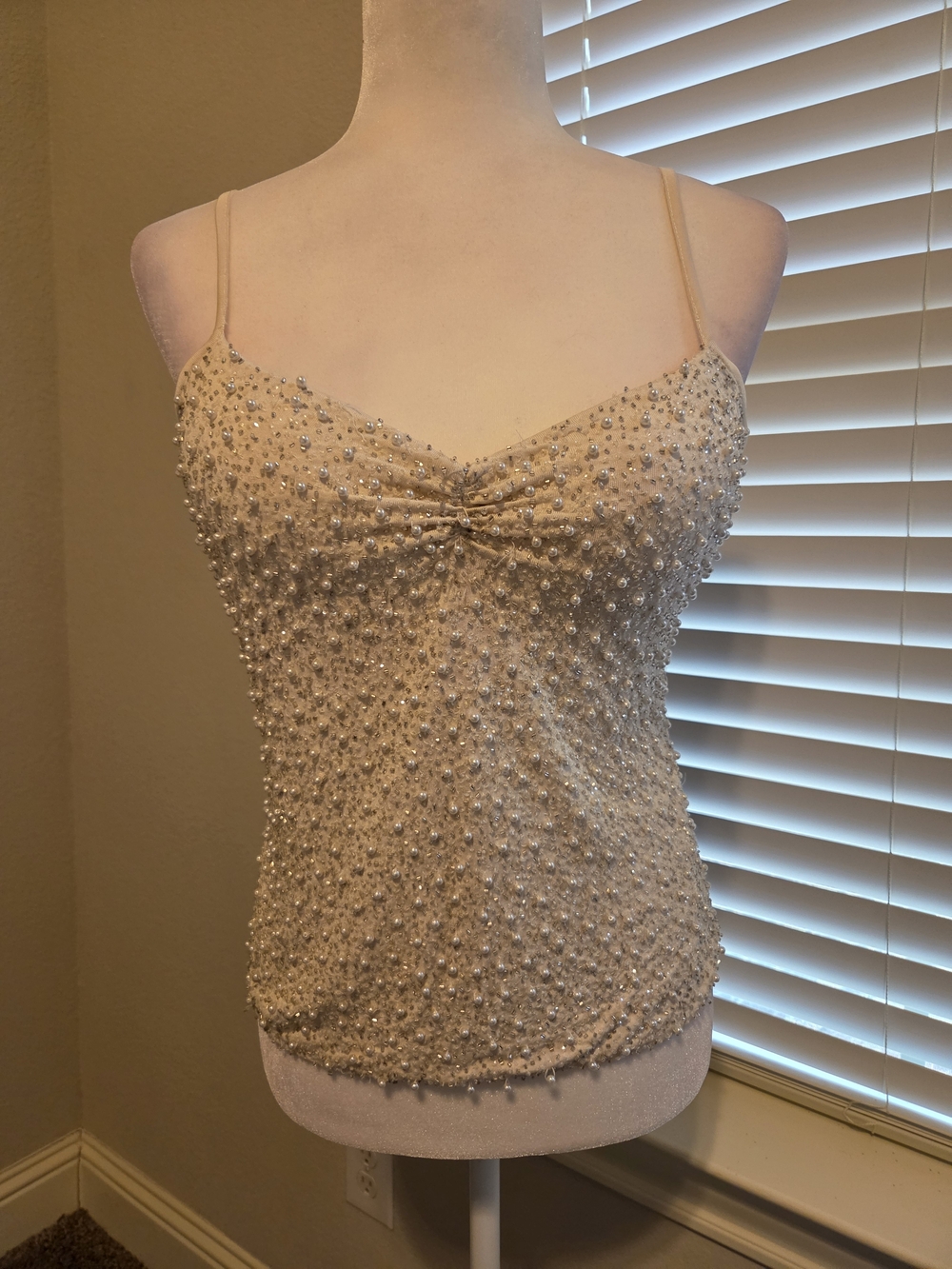 Victoria Royal Ltd Cream Beaded Spaghetti Strap Camisole